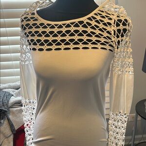 VENUS White mesh Sleeve Blouse